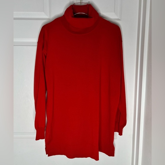 Escada E Sport Oversized Turtleneck Red Wool Sweater Top Sz M - Picture 5 of 10
